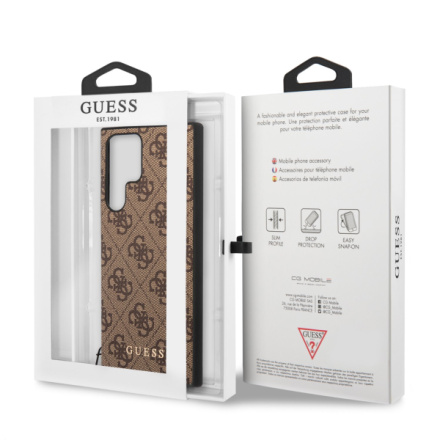 Guess 4G Charm Zadní Kryt pro Samsung Galaxy S23 Ultra Brown, GUHCS23LGF4GBR