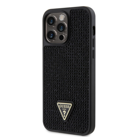 Guess Rhinestones Triangle Metal Logo Kryt pro iPhone 14 Pro Max Black, GUHCP14XHDGTPK