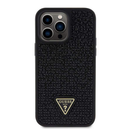 Guess Rhinestones Triangle Metal Logo Kryt pro iPhone 14 Pro Max Black, GUHCP14XHDGTPK