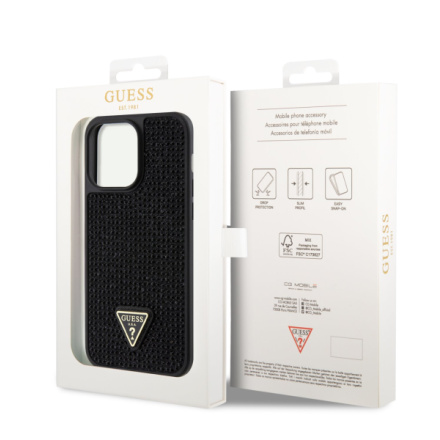 Guess Rhinestones Triangle Metal Logo Kryt pro iPhone 14 Pro Max Black, GUHCP14XHDGTPK