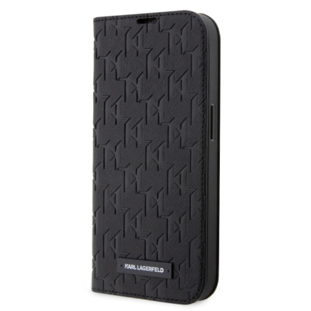 Karl Lagerfeld PU Saffiano Monogram Book Pouzdro pro iPhone 14 Pro Black, KLBKP14LSAKLHPK