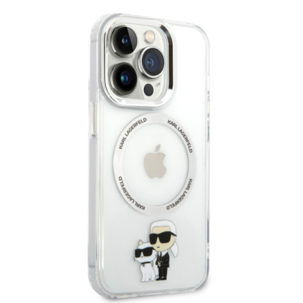 Karl Lagerfeld IML Karl and Choupette MagSafe Zadní Kryt pro iPhone 13 Pro Transparent, KLHMP13LHNKCIT