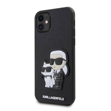 Karl Lagerfeld PU Saffiano Karl and Choupette NFT Zadní Kryt pro iPhone 11 Black, KLHCN61SANKCPK