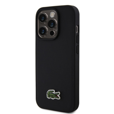 Lacoste Iconic Petit Pique Woven Logo Magsafe Zadní Kryt pro iPhone 15 Pro Black, LCHMP15LPVCK