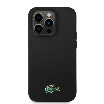 Lacoste Liquid Silicone Microfiber Croc Logo Magsafe Zadní Kryt pro iPhone 15 Pro Black, LCHMP15LSLOK