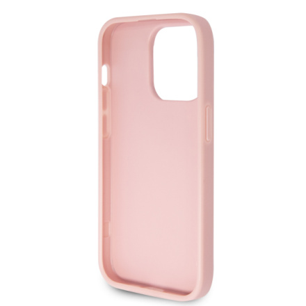 Guess PU Fixed Glitter 4G Metal Logo Zadní Kryt pro iPhone 15 Pro Pink, GUHCP15LHG4SGP