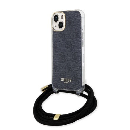 Guess IML 4G Printed Crossbody Popruh Zadní Kryt pro iPhone 15 Black, GUHCP15SHC4SEK