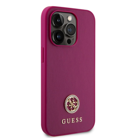 Guess PU 4G Strass Metal Logo Zadní Kryt pro iPhone 15 Pro Max Pink, GUHCP15XPS4DGPP