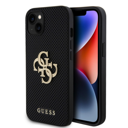 Guess PU Perforated 4G Glitter Metal Logo Zadní Kryt pro iPhone 13 Black, GUHCP13MPSP4LGK