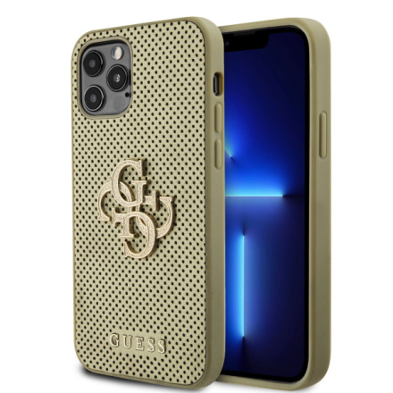 Guess PU Perforated 4G Glitter Metal Logo Zadní Kryt pro iPhone 12/12 Pro Gold, GUHCP12MPSP4LGD