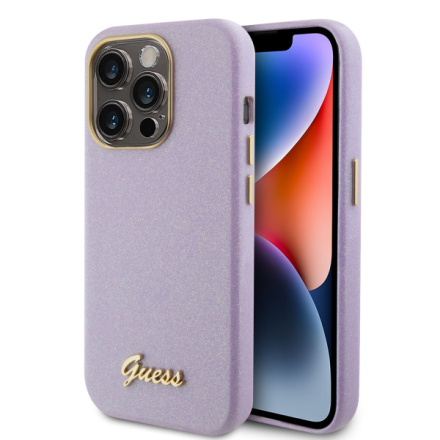 Guess PU Glitter Full Wrapped Zadní Kryt pro iPhone 15 Pro Lilac, GUHCP15LPGMCSL