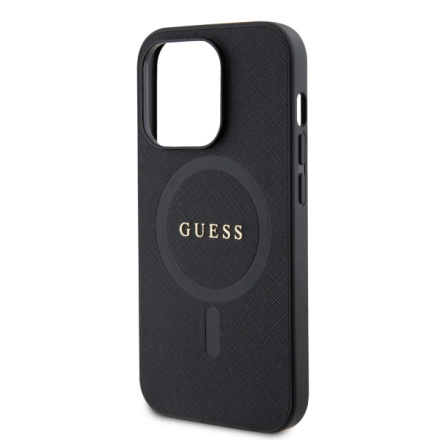 Guess PU Saffiano MagSafe Zadní Kryt pro iPhone 15 Pro Max Black, GUHMP15XPSAHMCK