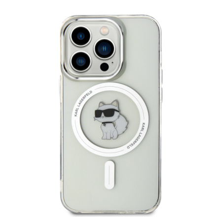 Karl Lagerfeld IML Choupette MagSafe Zadní Kryt pro iPhone 15 Pro Transparent, KLHMP15LHFCCNOT