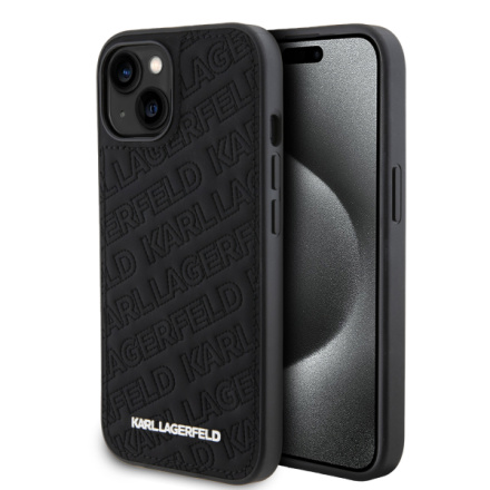 Karl Lagerfeld PU Quilted Pattern Zadní Kryt pro iPhone 15 Black, KLHCP15SPQKPMK