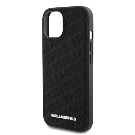 Karl Lagerfeld PU Quilted Pattern Zadní Kryt pro iPhone 15 Black, KLHCP15SPQKPMK