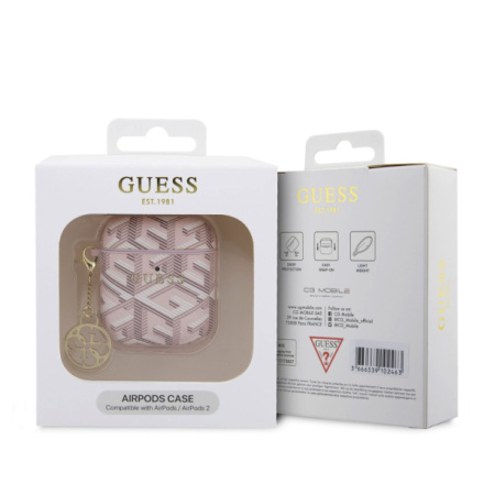 Guess PU G Cube Charm Pouzdro pro AirPods 1/2 Pink, GUA2PGCE4CP