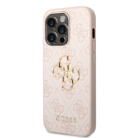 Guess PU 4G Metal Logo Zadní Kryt pro iPhone 15 Pro Pink, GUHCP15L4GMGPI