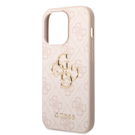 Guess PU 4G Metal Logo Zadní Kryt pro iPhone 15 Pro Pink, GUHCP15L4GMGPI