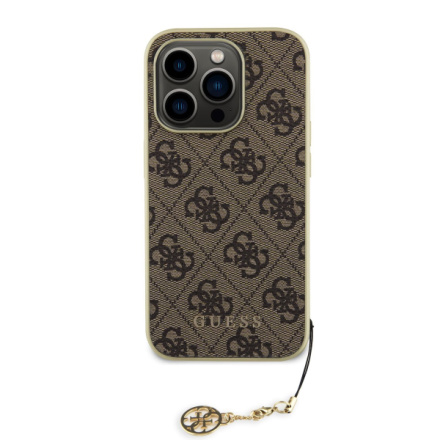 Guess 4G Charm Zadní Kryt pro iPhone 15 Pro Brown, GUHCP15LGF4GBR