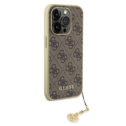 Guess 4G Charm Zadní Kryt pro iPhone 15 Pro Brown, GUHCP15LGF4GBR