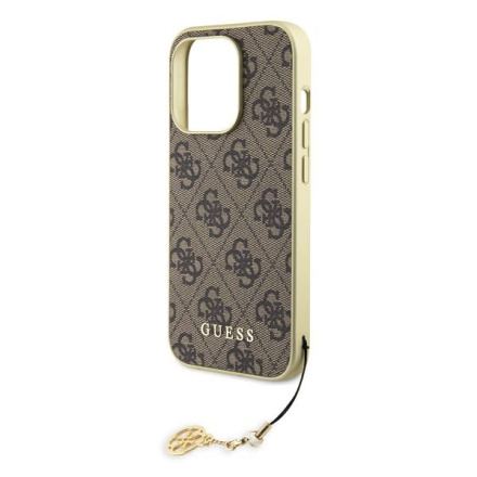 Guess 4G Charm Zadní Kryt pro iPhone 15 Pro Brown, GUHCP15LGF4GBR