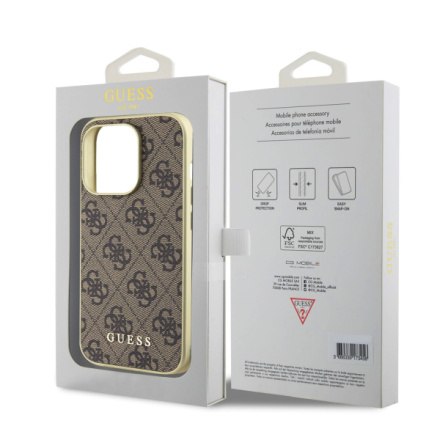 Guess 4G Charm Zadní Kryt pro iPhone 15 Pro Brown, GUHCP15LGF4GBR