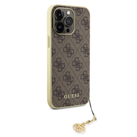 Guess 4G Charm Zadní Kryt pro iPhone 15 Pro Max Brown, GUHCP15XGF4GBR