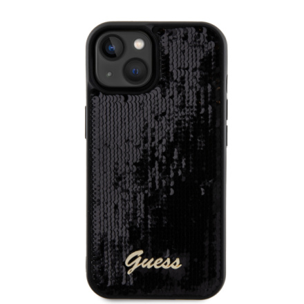 Guess Sequin Script Logo Zadní Kryt pro iPhone 15 Black, GUHCP15SPSFDGSK