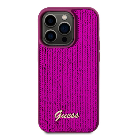 Guess Sequin Script Logo Zadní Kryt pro iPhone 14 Pro Max Magenta, GUHCP14XPSFDGSF