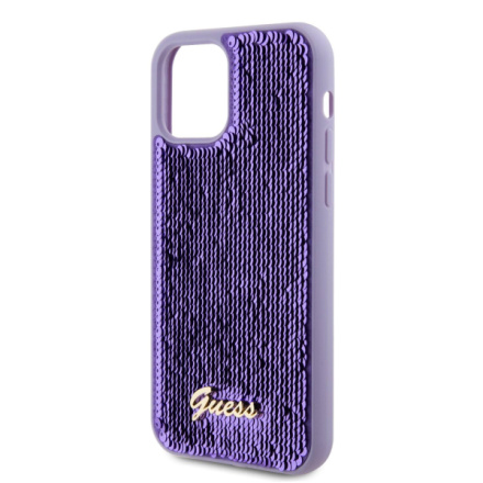 Guess Sequin Script Logo Zadní Kryt pro iPhone 12/12 Pro Purple, GUHCP12MPSFDGSU