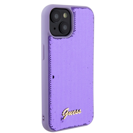 Guess Sequin Script Logo Zadní Kryt pro iPhone 15 Plus Purple, GUHCP15MPSFDGSU