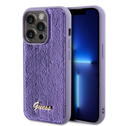 Guess Sequin Script Logo Zadní Kryt pro iPhone 15 Pro Max Purple, GUHCP15XPSFDGSU