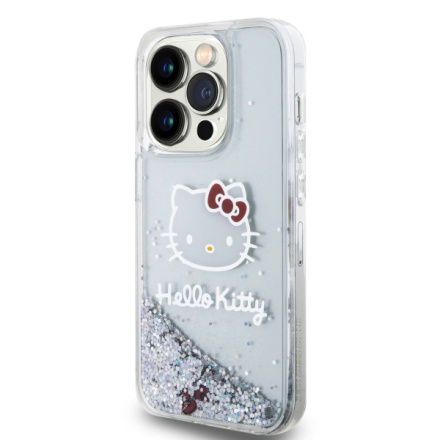 Hello Kitty Liquid Glitter Electroplating Head Logo Zadní Kryt pro iPhone 13 Pro Transparent, HKHCP13LLIKHET