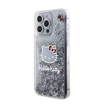 Hello Kitty Liquid Glitter Electroplating Head Logo Zadní Kryt pro iPhone 15 Pro Max Transparent, HKHCP15XLIKHET