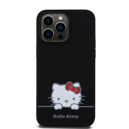 Hello Kitty Liquid Silicone Daydreaming Logo Zadní Kryt pro iPhone 15 Pro Max Black, HKHCP15XSKCDKK