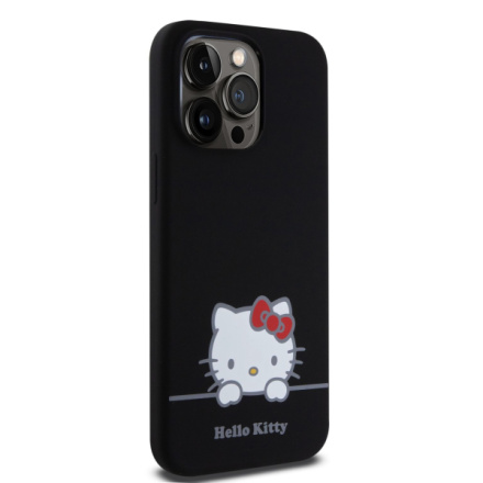 Hello Kitty Liquid Silicone Daydreaming Logo Zadní Kryt pro iPhone 15 Pro Max Black, HKHCP15XSKCDKK