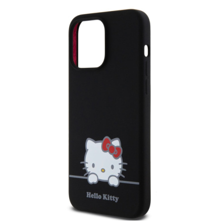 Hello Kitty Liquid Silicone Daydreaming Logo Zadní Kryt pro iPhone 15 Pro Max Black, HKHCP15XSKCDKK