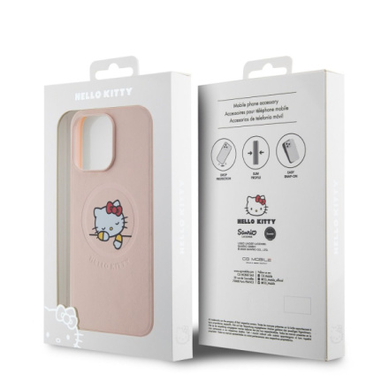 Hello Kitty PU Kitty Asleep Logo MagSafe Zadní Kryt pro iPhone 15 Pro Max Pink, HKHMP15XPMHSKP