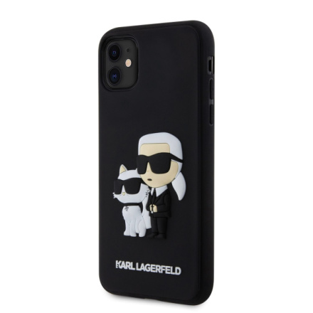 Karl Lagerfeld 3D Rubber Karl and Choupette Zadní Kryt pro iPhone 11 Black, KLHCN613DRKCNK