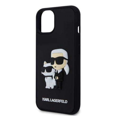 Karl Lagerfeld 3D Rubber Karl and Choupette Zadní Kryt pro iPhone 14 Black, KLHCP14S3DRKCNK