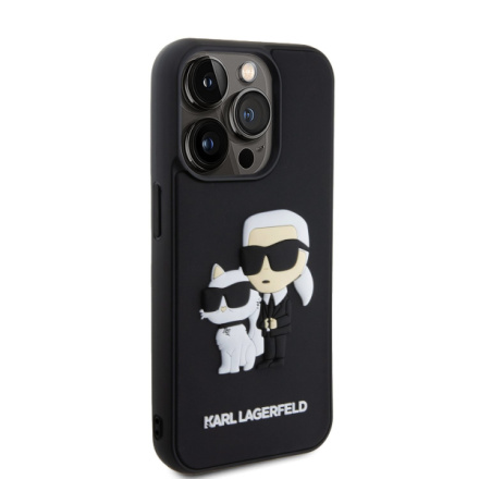 Karl Lagerfeld 3D Rubber Karl and Choupette Zadní Kryt pro iPhone 14 Pro Black, KLHCP14L3DRKCNK