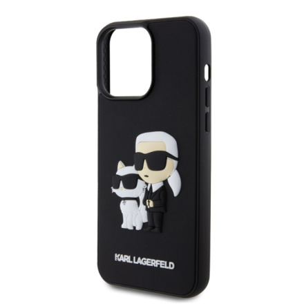 Karl Lagerfeld 3D Rubber Karl and Choupette Zadní Kryt pro iPhone 14 Pro Max Black, KLHCP14X3DRKCNK