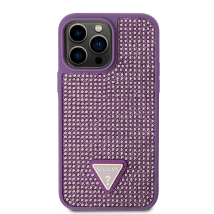 Guess Rhinestones Triangle Metal Logo Kryt pro iPhone 15 Pro Max Purple, GUHCP15XHDGTPU