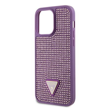 Guess Rhinestones Triangle Metal Logo Kryt pro iPhone 15 Pro Max Purple, GUHCP15XHDGTPU