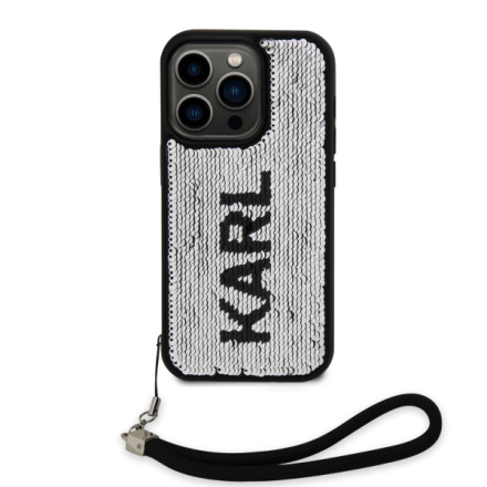 Karl Lagerfeld Sequins Reversible Zadní Kryt pro iPhone 15 Pro Black/Silver, KLHCP15LPSQRKS