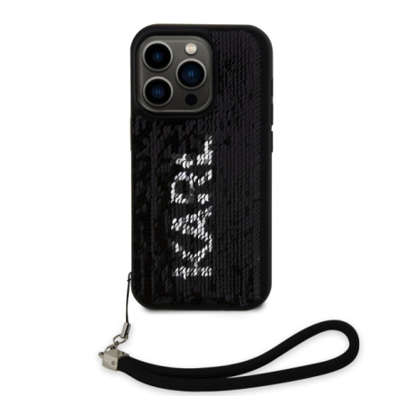 Karl Lagerfeld Sequins Reversible Zadní Kryt pro iPhone 15 Pro Black/Silver, KLHCP15LPSQRKS