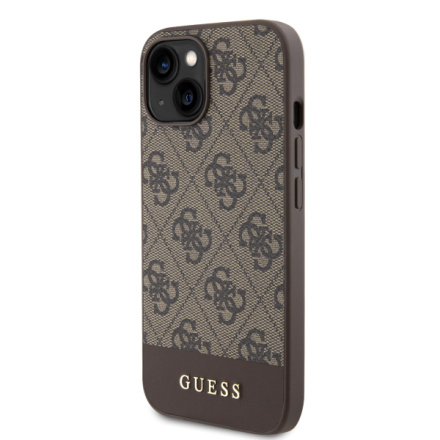 Guess PU 4G Stripe MagSafe Zadní Kryt pro iPhone 15 Brown, GUHMP15SG4GLBR