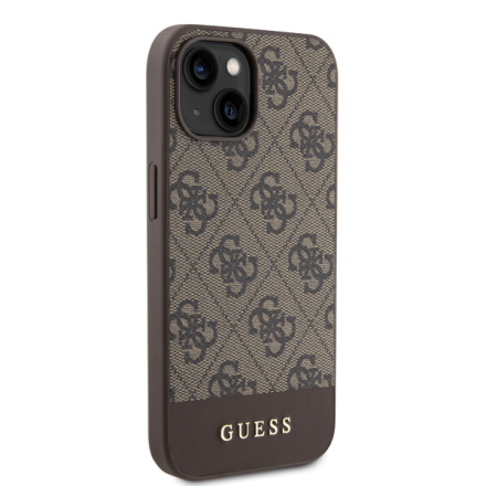 Guess PU 4G Stripe MagSafe Zadní Kryt pro iPhone 15 Brown, GUHMP15SG4GLBR