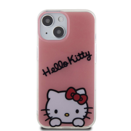 Hello Kitty IML Daydreaming Logo Zadní Kryt pro iPhone 15 Pink, HKHCP15SHKDSP