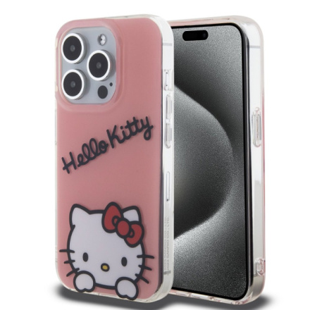 Hello Kitty IML Daydreaming Logo Zadní Kryt pro iPhone 15 Pro Pink, HKHCP15LHKDSP